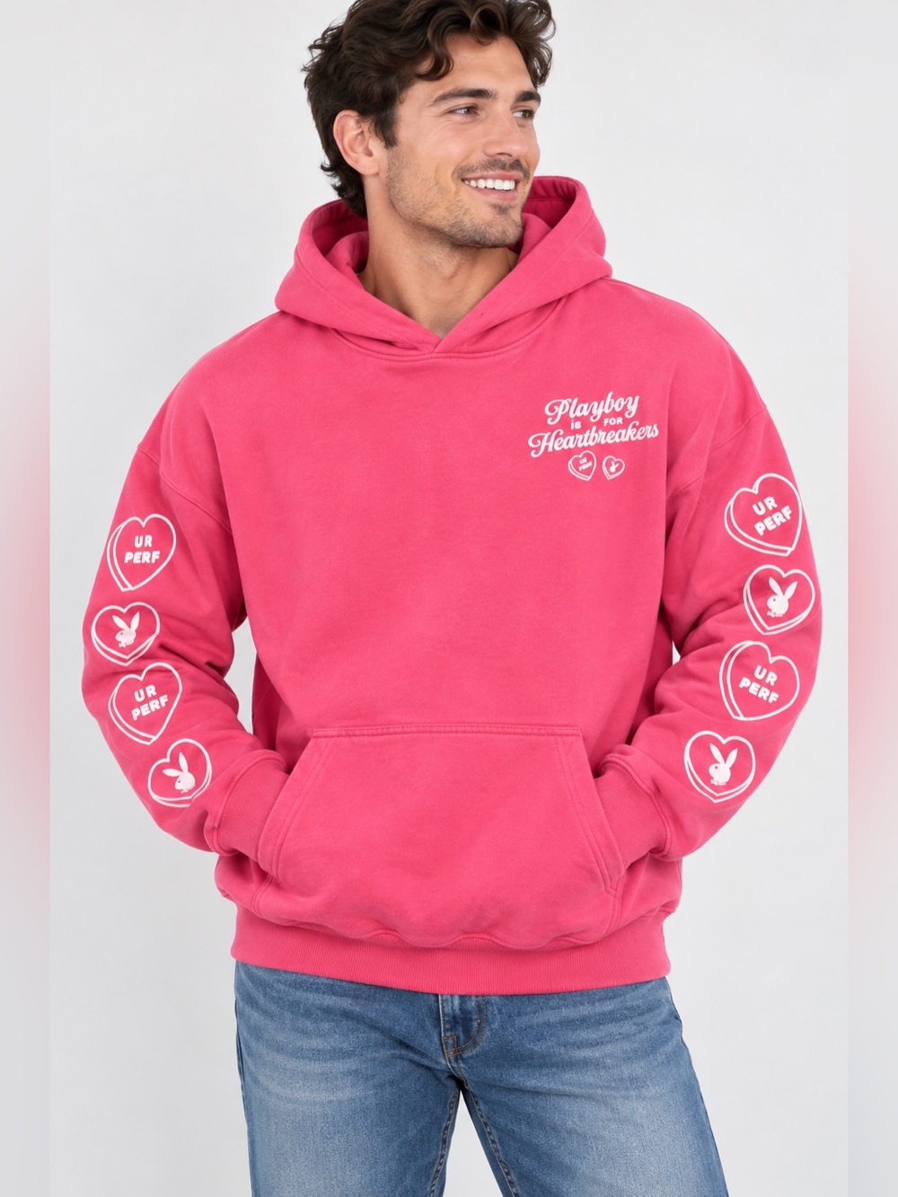 PLAYBOY PACSUN Heartbreaker Graphic Pink Hoodie Size Small